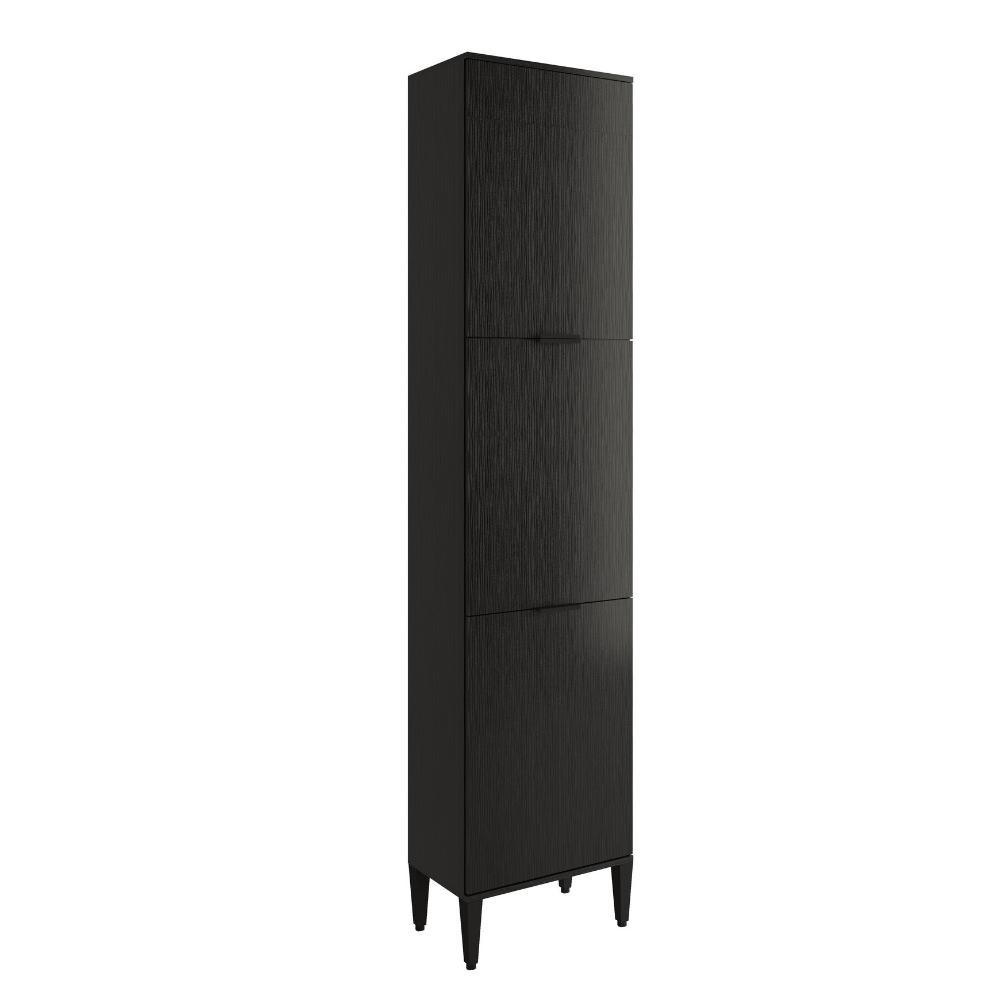 Paneleiro Miami 3 Portas 5 Prateleiras Carraro Preto Touch