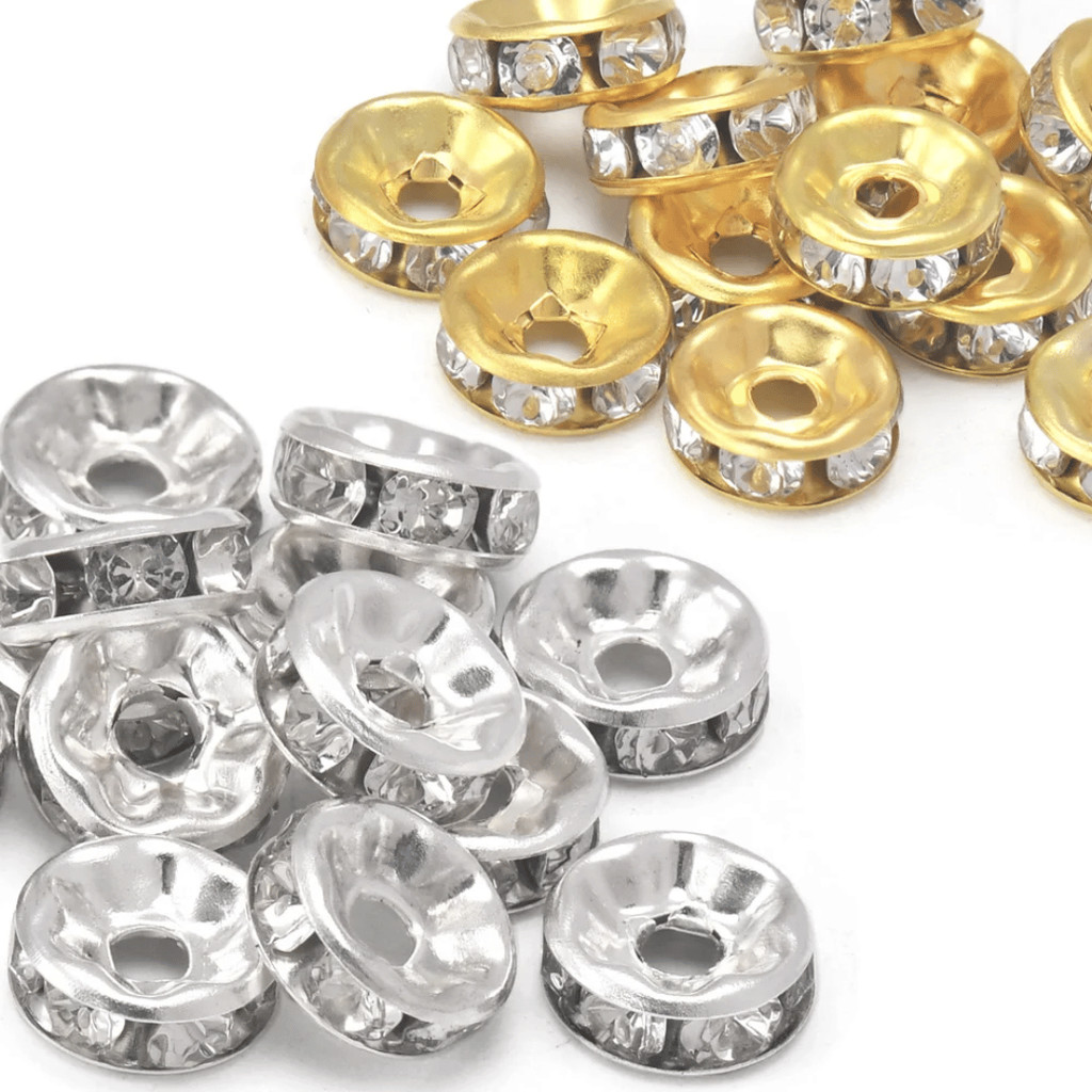 100 peças Rondelle Miçanga Entremeio Prata Ou Dourado 6mm ou 8mm Espaçador de bolinha Princesa Rondela em Oferta na Shopee
