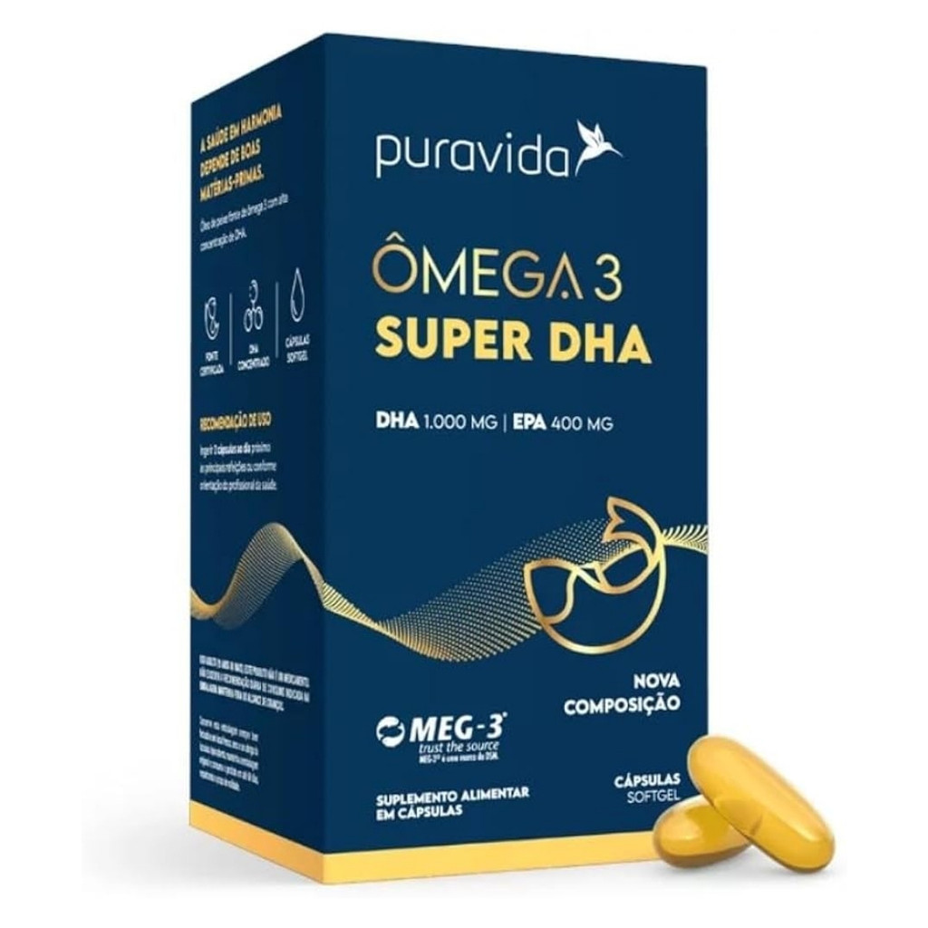 Super Ômega 3 Dha Pote Com 60 Cápsulas Pura Vida
