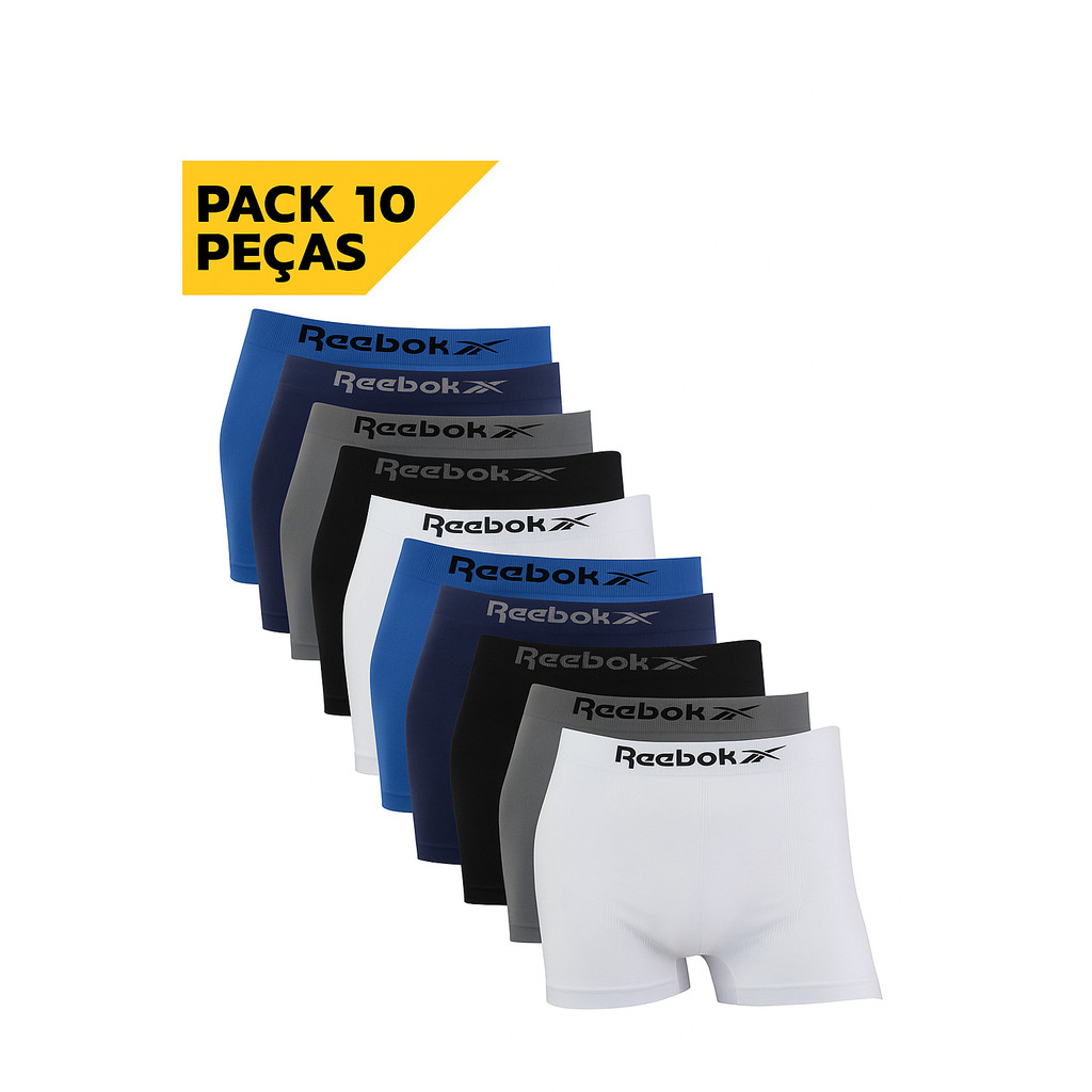 Kit 10 Cuecas Reebok Boxer Classic Microfibra Sortido premium