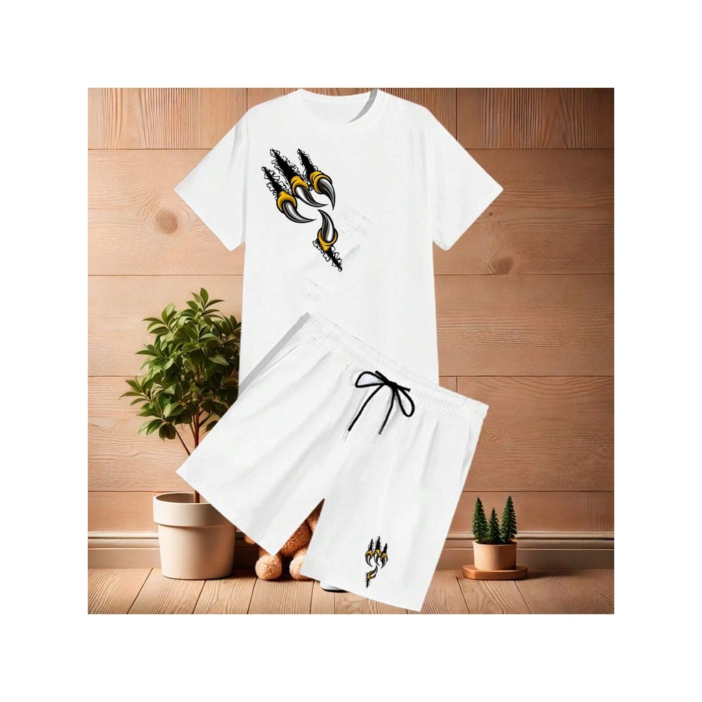 Conjunto Infantil De Camiseta E Shorts Infantil Casual E Simples Para Meninos e Adolecentes Adequado Para O Verão