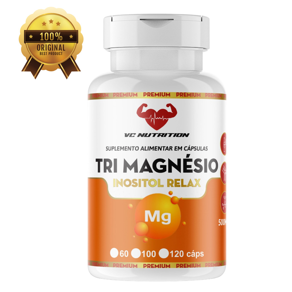 TrI Magnésio ( Dimalato - Quelato - Taraurato ) + Vitamina B6 + Inositol - Legitimo 100% original 120 cps 500mg em Oferta na Shopee