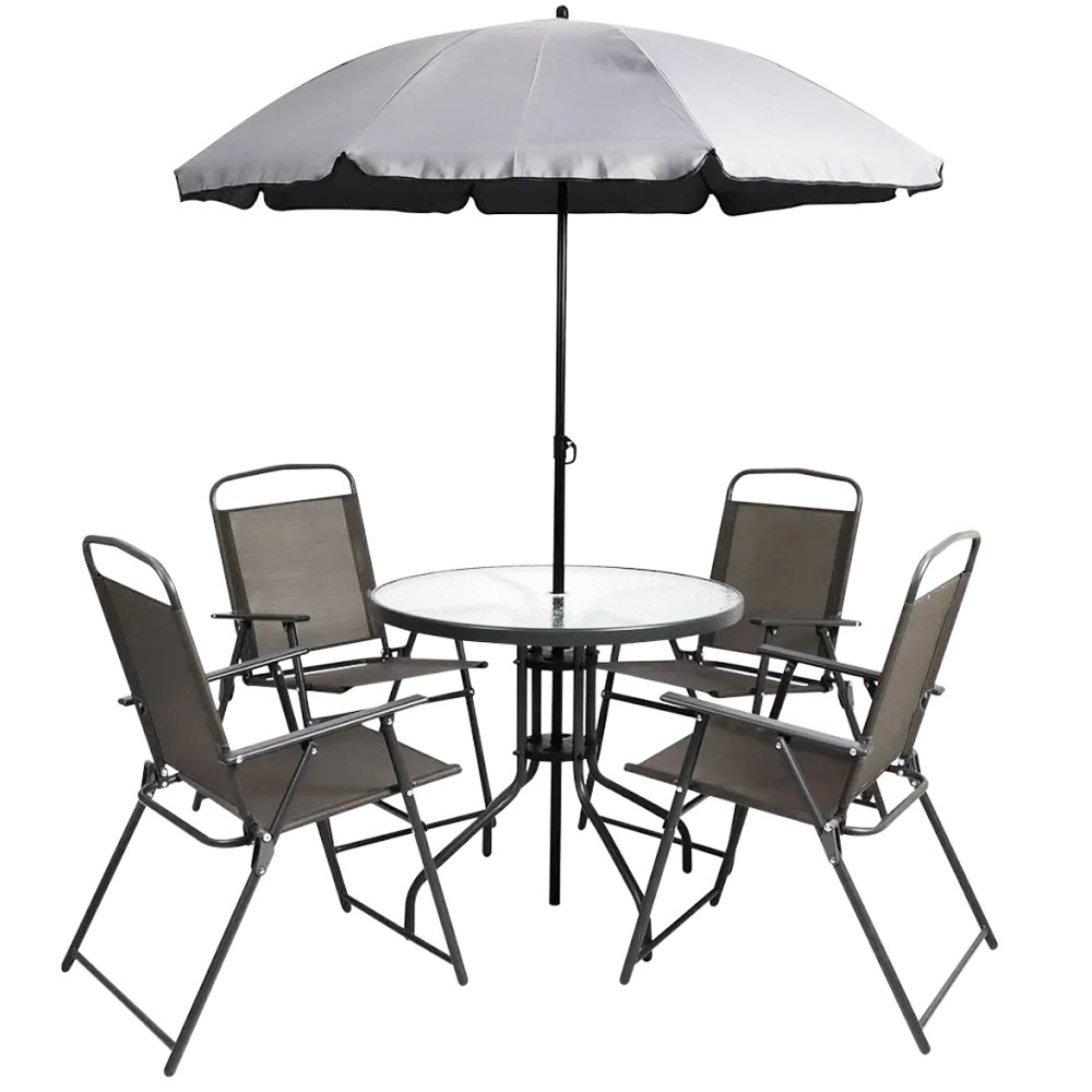 Conjunto Mesa + 4 Cadeiras e Ombrelone Para Piscina Sítio Fazenda Praia Dobrável Kala - Home & Living
