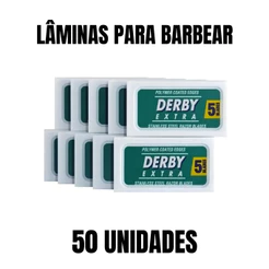 50 Lâminas Para Barbear Derby Extra Verde Profissional