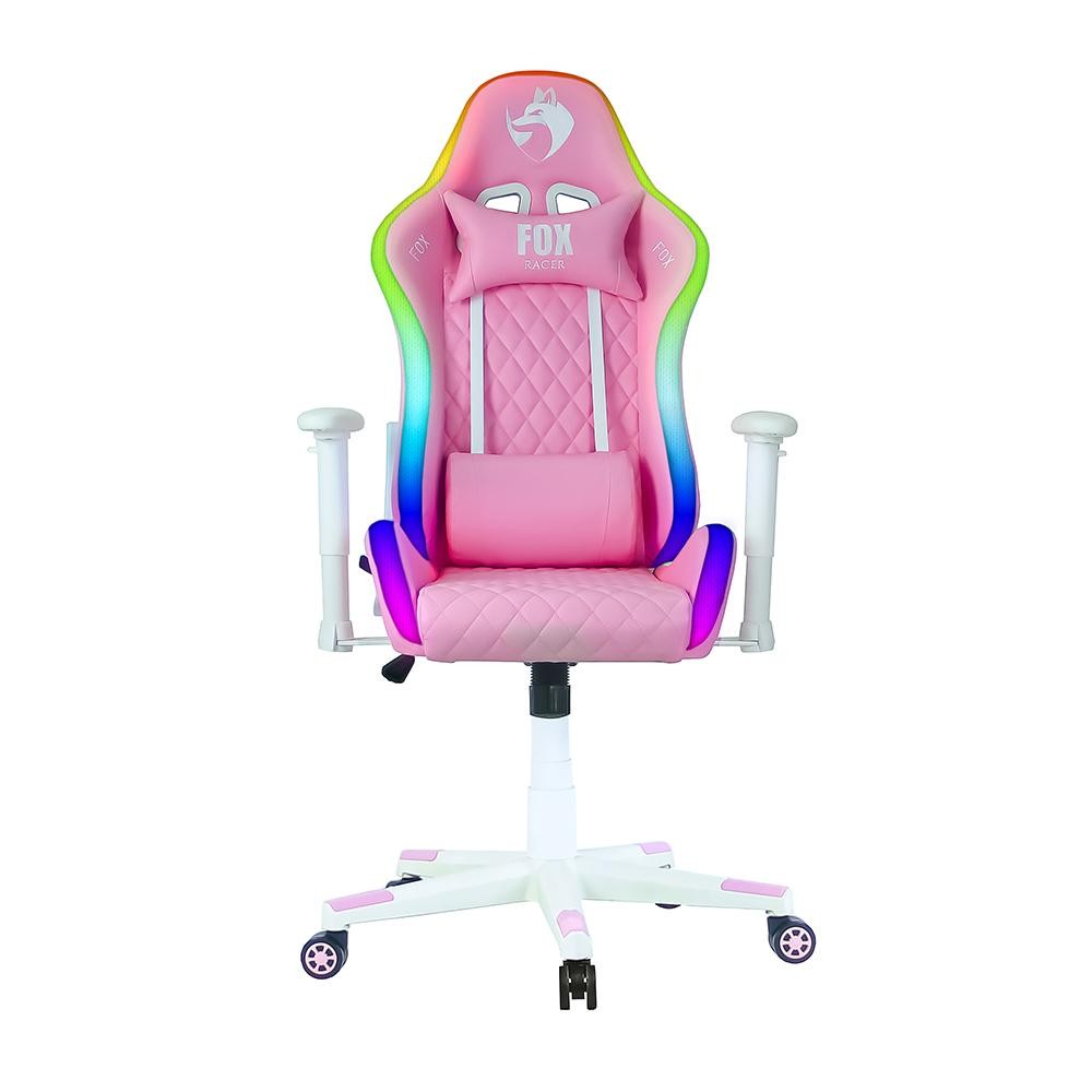 Cadeira Gamer FOX Racer RGB com Iluminação Led Rosa Logo Branca - UT-C1583L - Home & Living