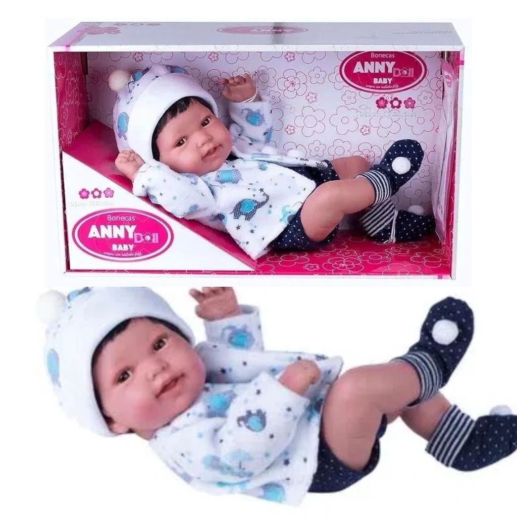 Boneca Reborn Baby Anny Doll Menino com Cabelo para Crianças a partir de 3 Anos Cotiplás - 2440 em Oferta na Shopee