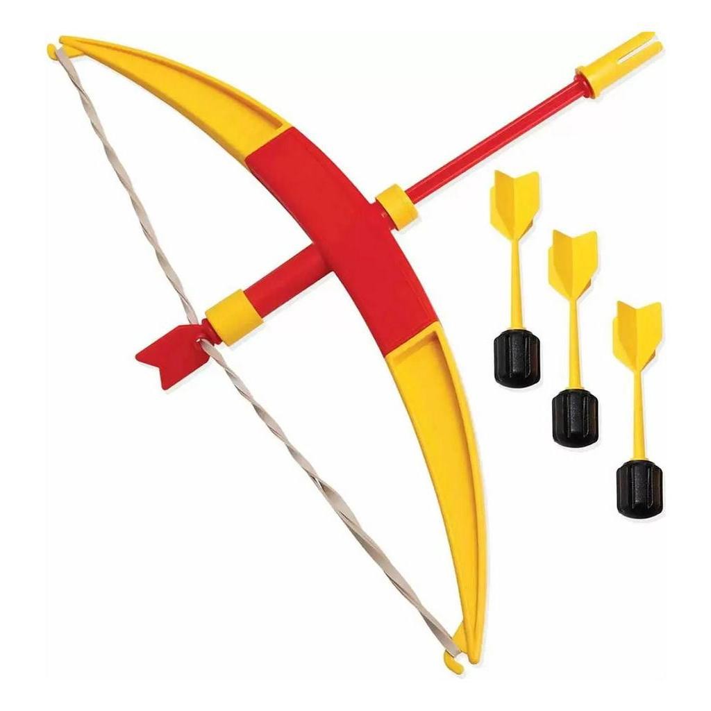 Arco E Flecha LANÇADOR DE DARDOS Brinquedo Infantil Medieval Com 1 Alvo E 4 Dardos