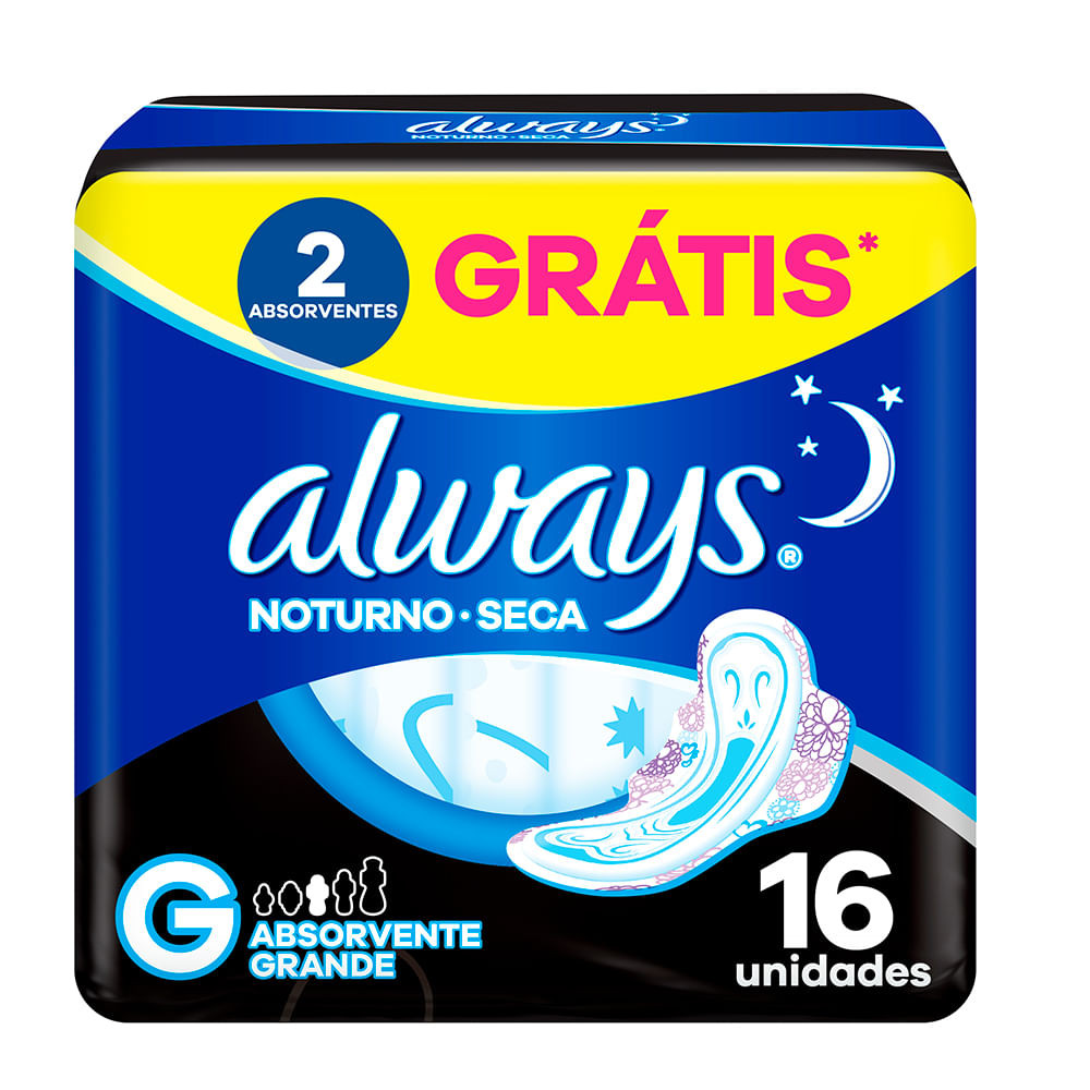 Absorvente Always Active Noturno Seca Com Abas 16 Unidades - Health