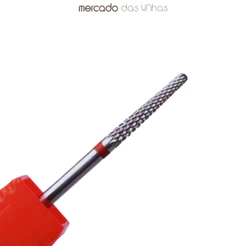Broca Tungstênio Cônica Longa Unha Gel Tarja Vermelha Corte Fino F