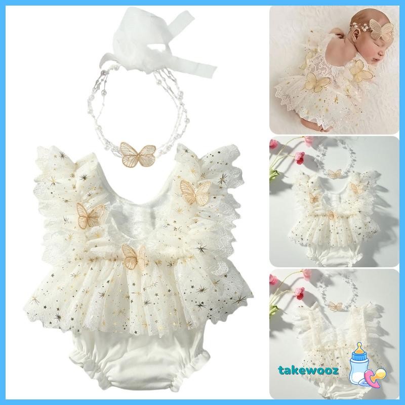 TAKE Conjunto Roupas Para Fotografia Recém-Nascidos , Incluindo Macacão Pingente Borboleta E Adereços Fotos