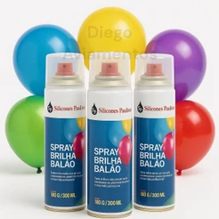 3 Spray Brilho Brilha Balão Bexiga Látex Buffet Festa 300ml