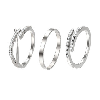 Conjunto de 3 peças, anel de diamante feminino, anel de dedo, anel de falange