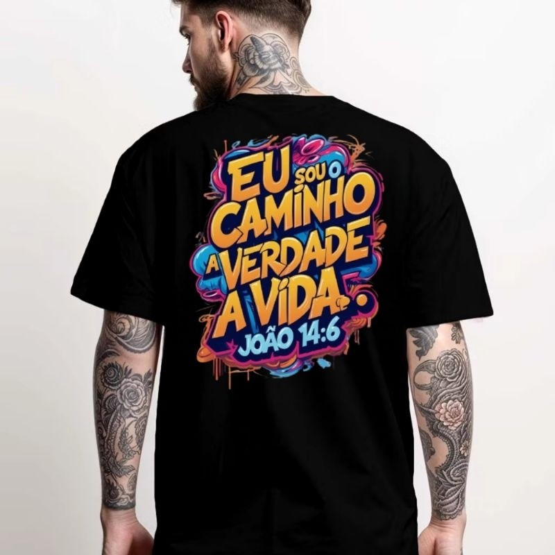 Camisa Básica Masculina Frases Religiosa Camisa Estampada Unissex Confortável