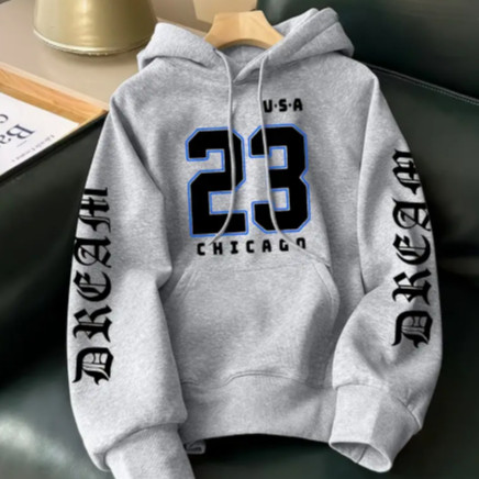 Blusa Moletom Canguru Estampado 23 Chicago Streetwear Algodão Confortavel Tendencia