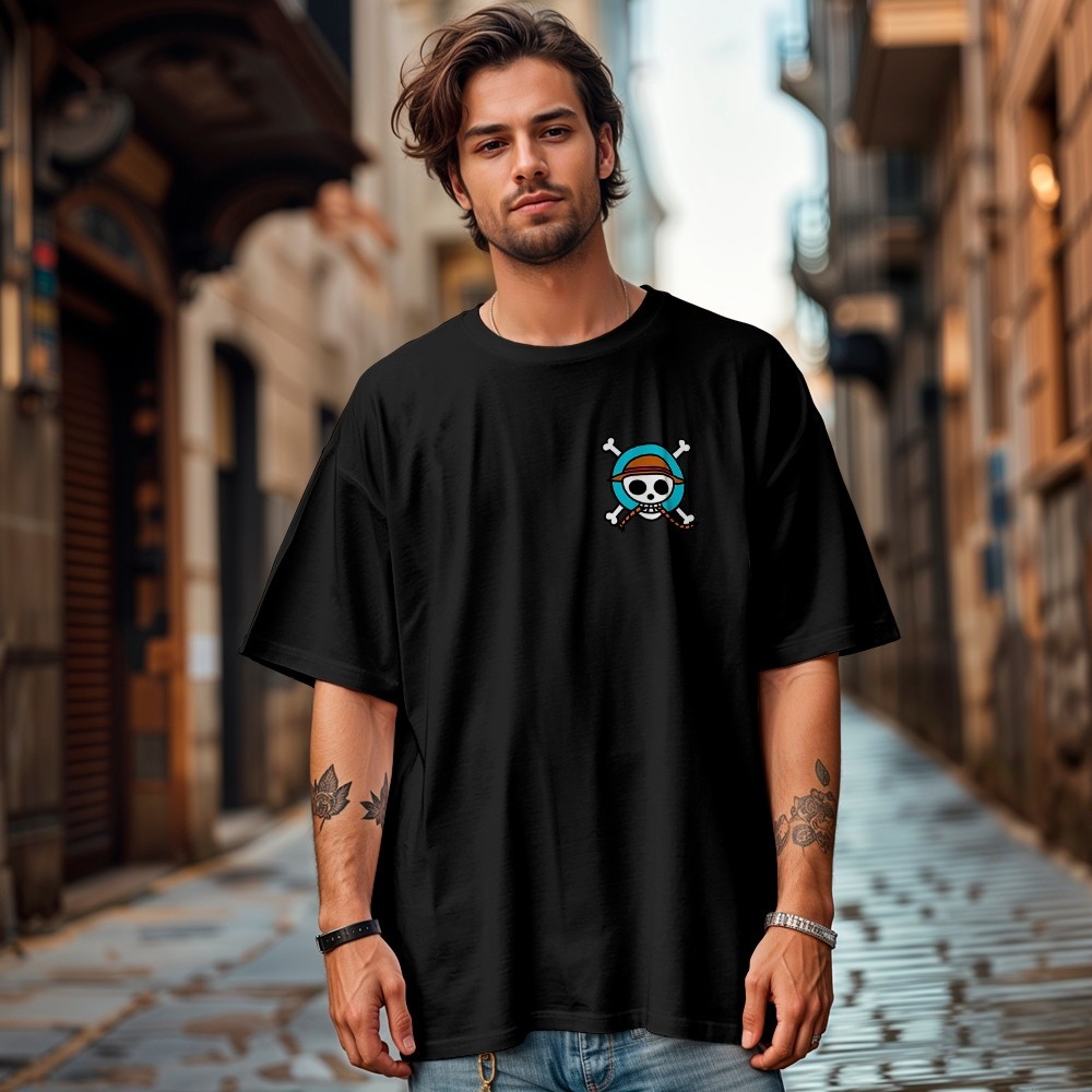 Camiseta Camisa Anime Piece Luffy Egg Head Chapéu de Palha
