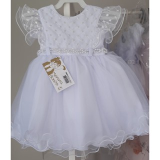 Vestido branco luxo realeza batizado primeira comunhão RN a 12 meses em Oferta na Shopee