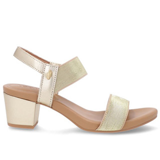 Sandália Salto Bloco Usaflex Elástico Y8204 Ouro Light em Oferta na Shopee