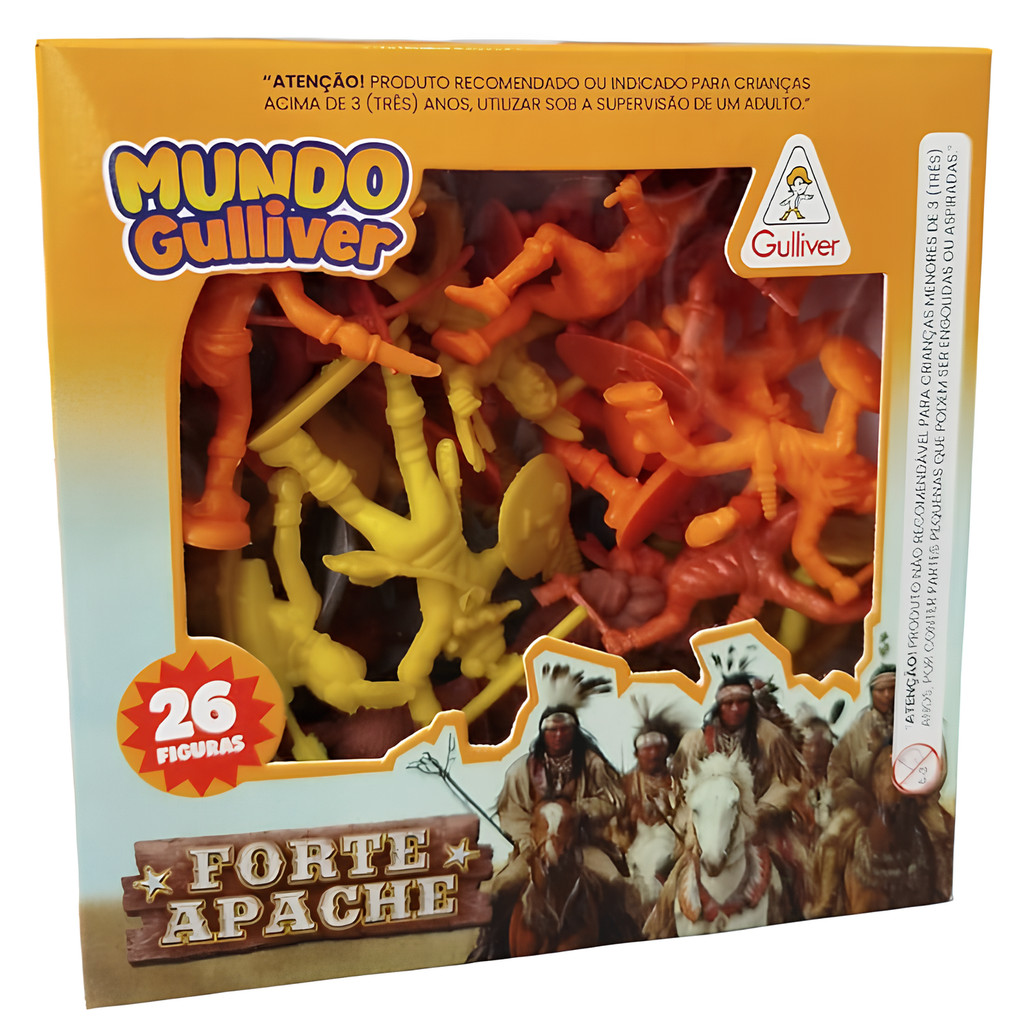 Mundo Gulliver Forte Apache Kit 24 Índios Apaches  2 Cavalos