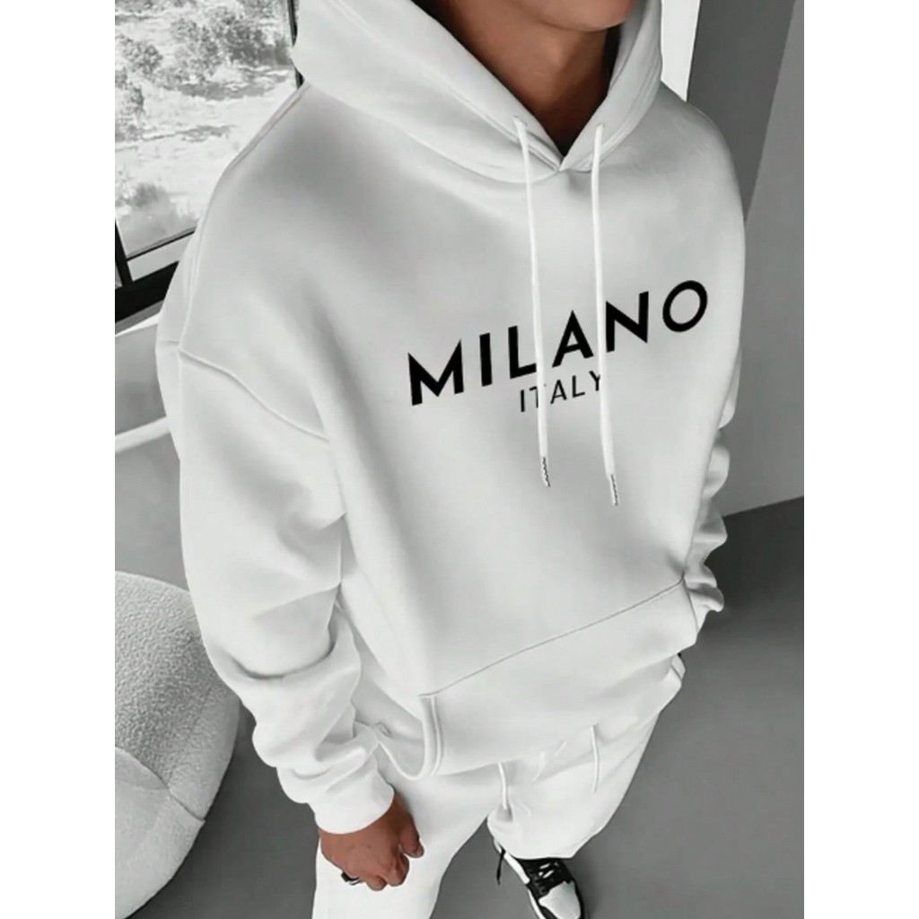 Moletom Masculino MILANO Italy Brusa de frio Masculino com capuz e bolso quentinho moda outono inverno