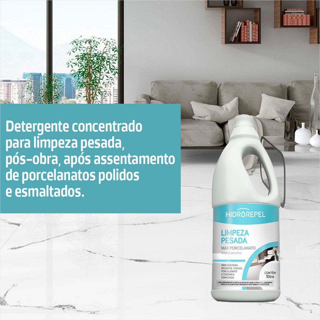 Limpeza Pesada Porcelanato 1lt Hidrorepel - Limpador Kit 2