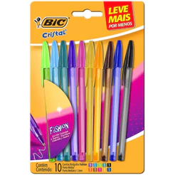 Caneta Esferográfica 10 Cores Fashion 1.2mm BIC - 1 Cartela
