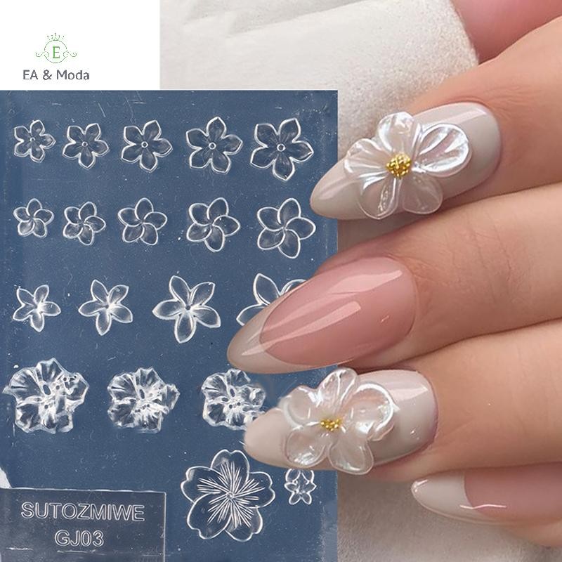 EA & Moda Artesanal Diy Frangipani Silicone Molde Da Arte Do Prego Para Manicure Flor Design Alta Transparente .
