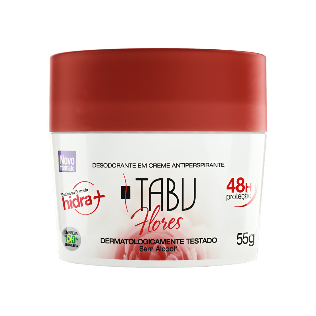 🌸  Desodorante Creme Antiperspirante Flores Tabu 55g – Proteção Duradoura um Toque Floral! 🌸