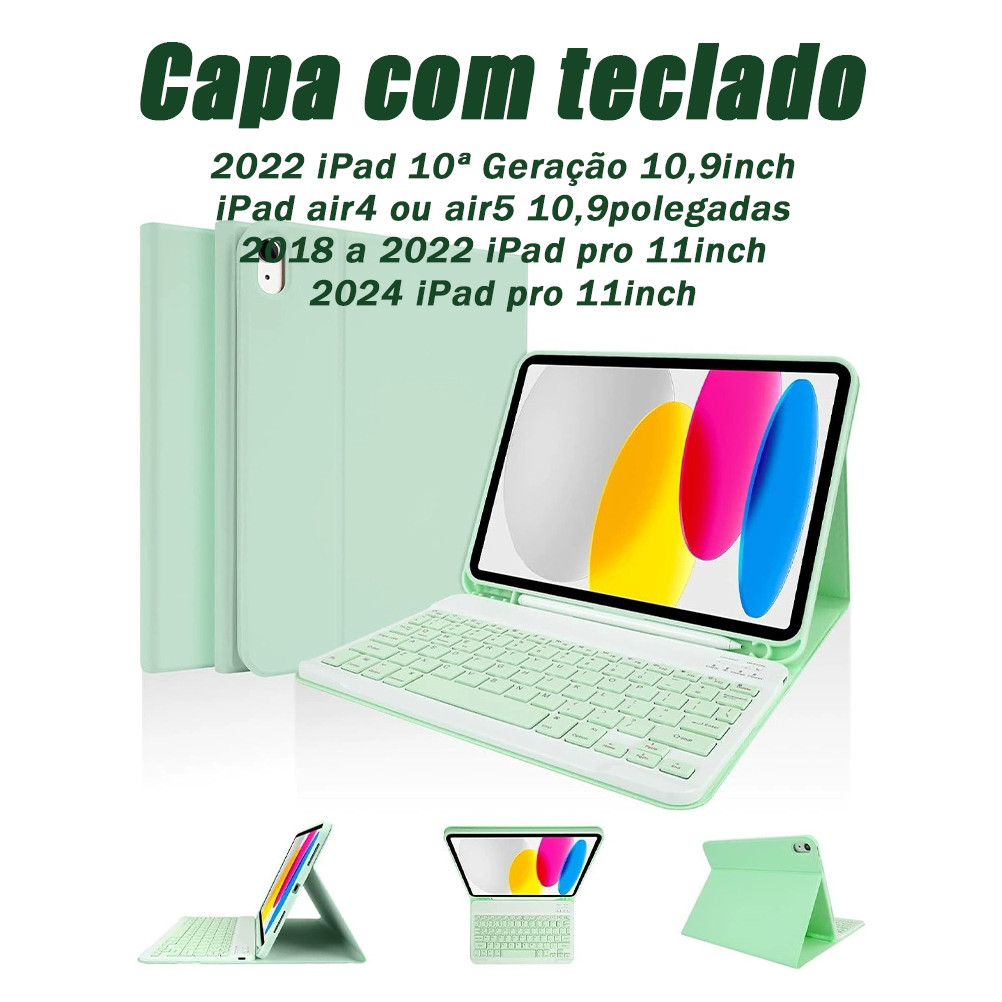 Capa com Teclado Para ipad 10 11 Geração, ipad air4 ou air5, 2018 a 2024 ipad pro 11polegadas em Oferta na Shopee
