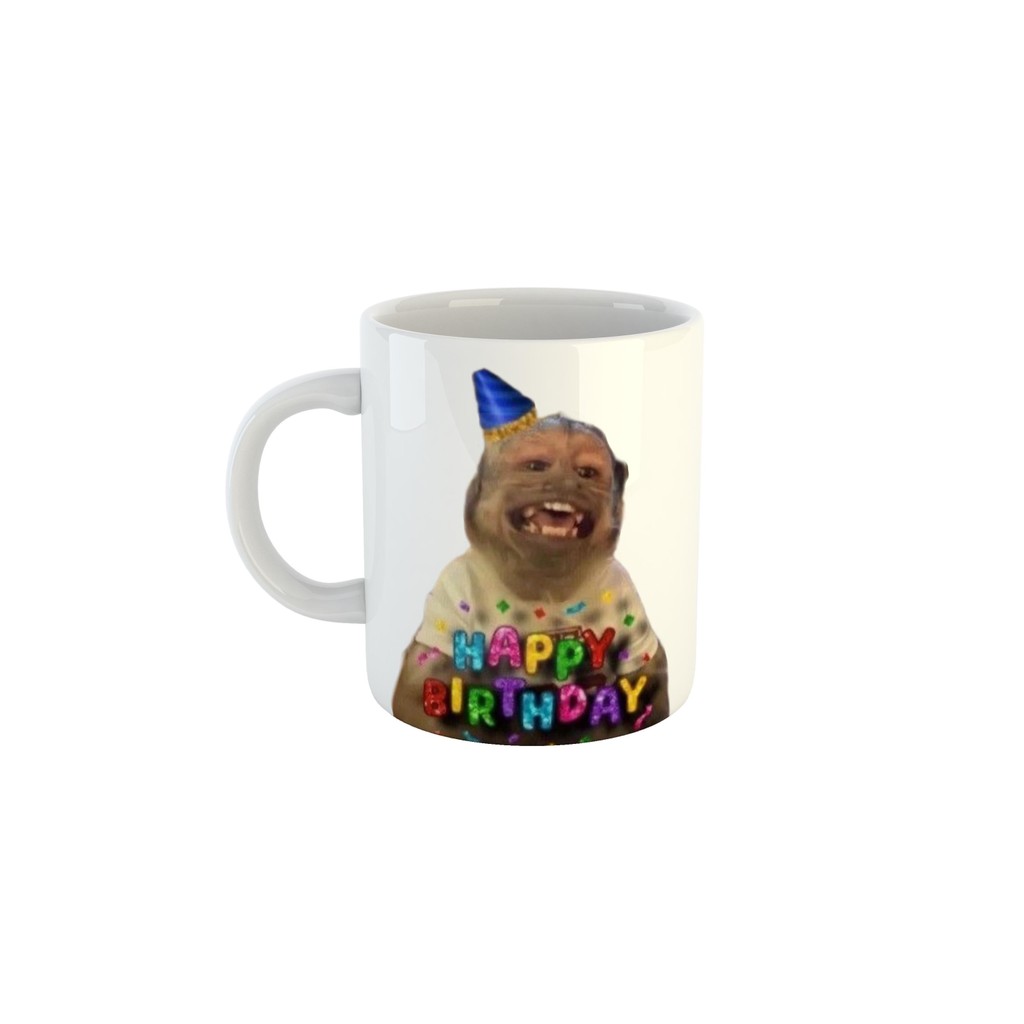 Caneca Meme Macaquinho Festa de Aniversário em Oferta na Shopee