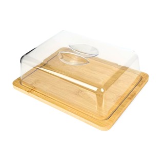 Porta Frios Com Tábua Em Bambu E Tampa Transparente 24x18cm em Oferta na Shopee