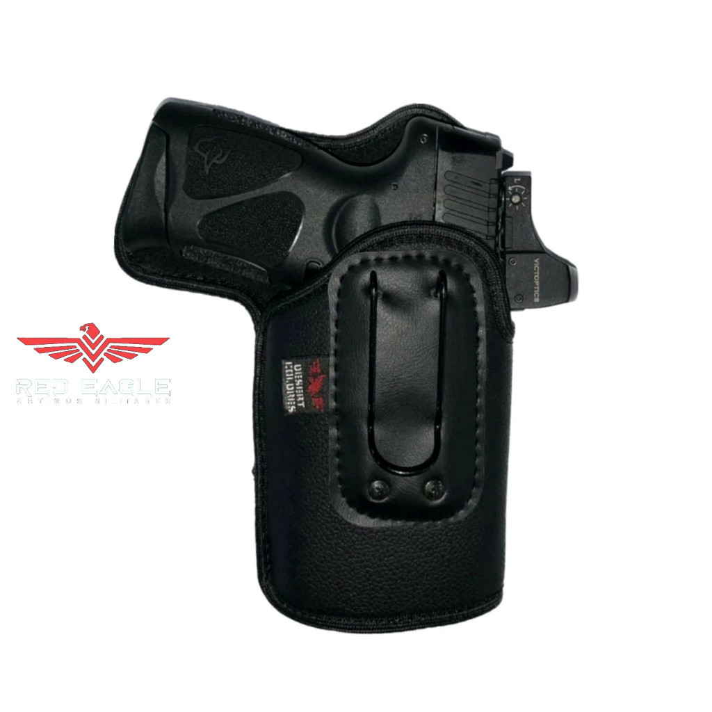 Coldre Velado Uso Interno Para Th380c/ G2c/ G3c/ TH9C/ PT640/Bersa BP9CC (Com Lanterna e RedDot) Em Neoprene e Couro P.U