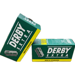 Kit Com 500 Lâminas Derby Extra Platinum 10 Cartelas Com 50 Unidades