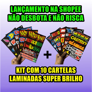 KIT 10 CARTELAS DE ADESIVOS LAMINADAS NÃO RISCA E NÃO DESBOTA LANÇAMENTO ALTA QUALIDADE MOTO CAPACETE BIKE CARRO em Oferta na Shopee