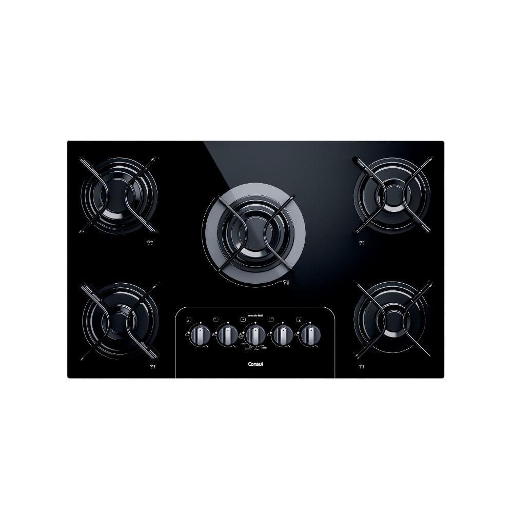 Cooktop 5 Bocas Consul CD075 Preto a Gás GLP - Facilite CD075AE - Home Appliances