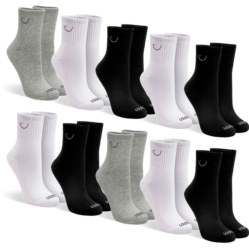 Kit com 10 Pares De Meias Cano Médio Adulto Unissex Em Algodão Sport Usee Brasil em Oferta na Shopee