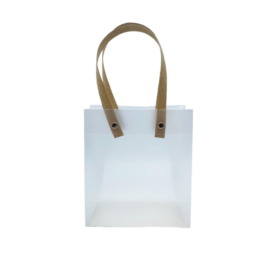 Sacola Transparente Fosca com Alça de Fibra - 13x15x7cm - 12 unidades - Rizzo - Stationery