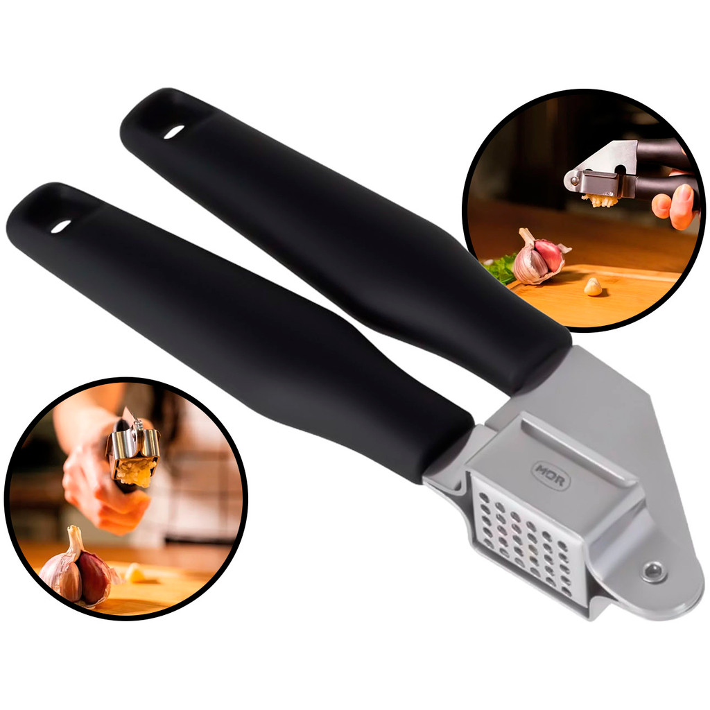 Espremedor De Alho Amassador Aço Inox Triturador Manual Cozinha Cabo Plástico Mor	 em Oferta na Shopee