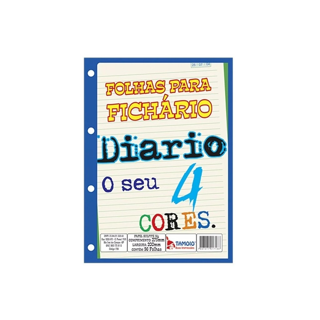 Bloco Para Fichário Universitário 96 Folhas 4 Cores
