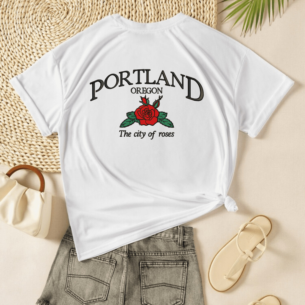 T-shirt Camiseta Feminina A cidade das rosas T-shirt Branca Diversas Estampas em Poliéster