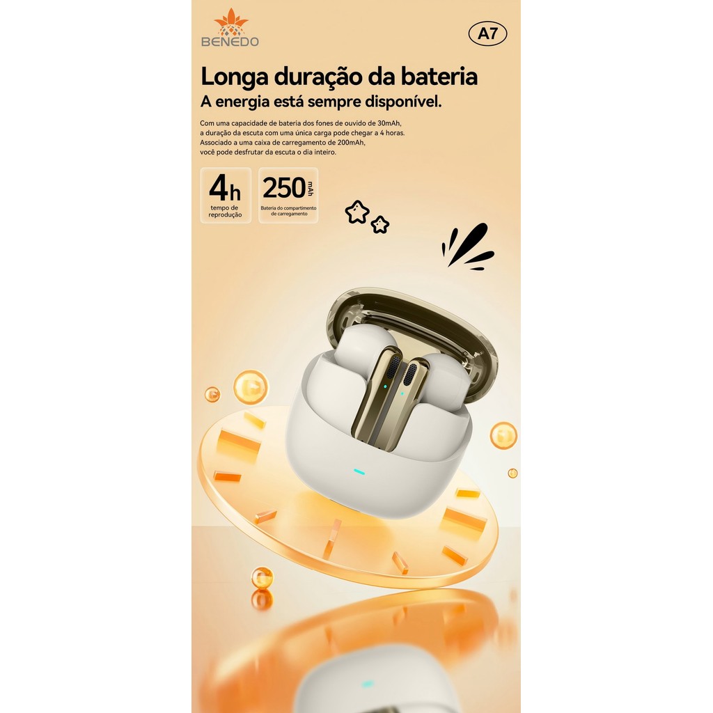 Fone De Ouvido Benedo A7 Graves Altos Inteligente Bluetooth 5.3 sem fio · foto 2