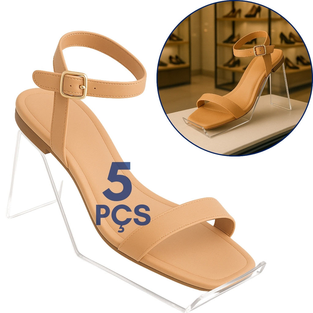 Kit 5 Pçs Suporte Calçados Feminino Suporte Sandália Vitrine Balcão Bancada Loja Comercio Display