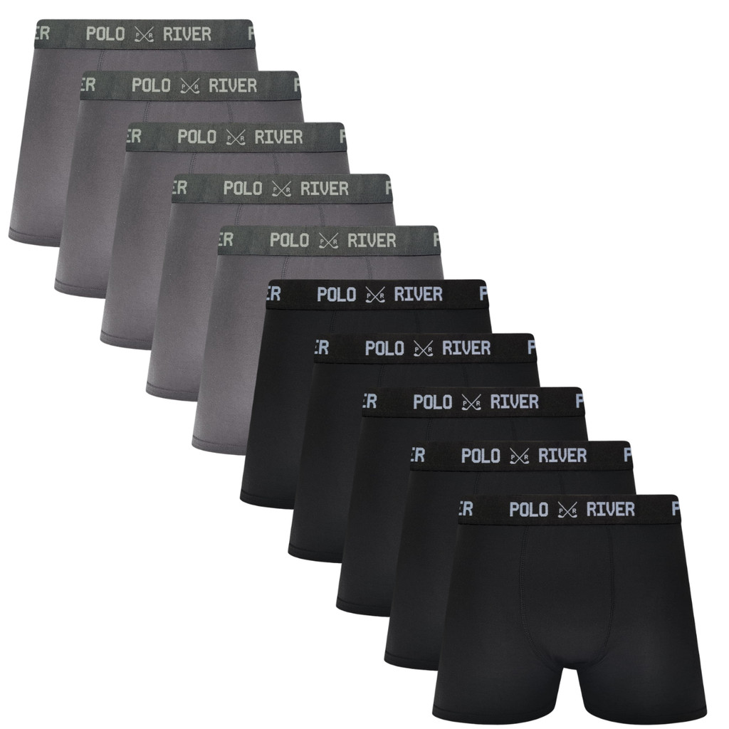 Kit 10 Cuecas Boxer Microfibra Polo River em Oferta na Shopee