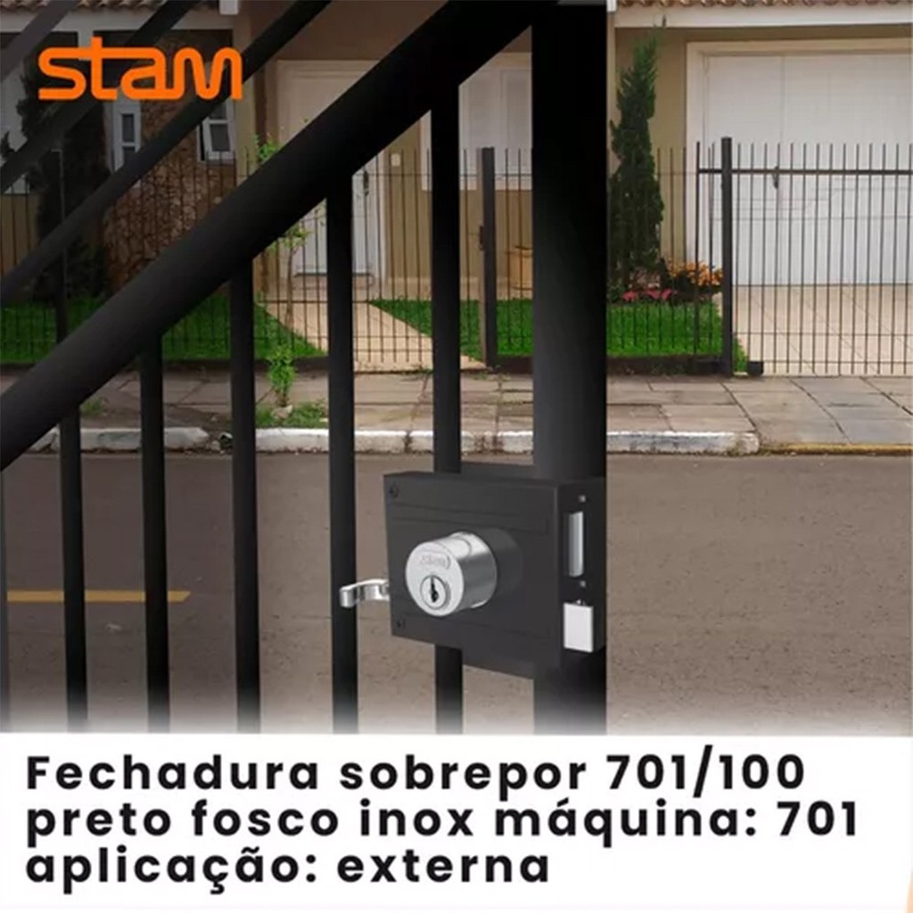 Fechadura Portão Sobrepor Stam 701/100 Com 2 Chaves — imagem 2 de 2