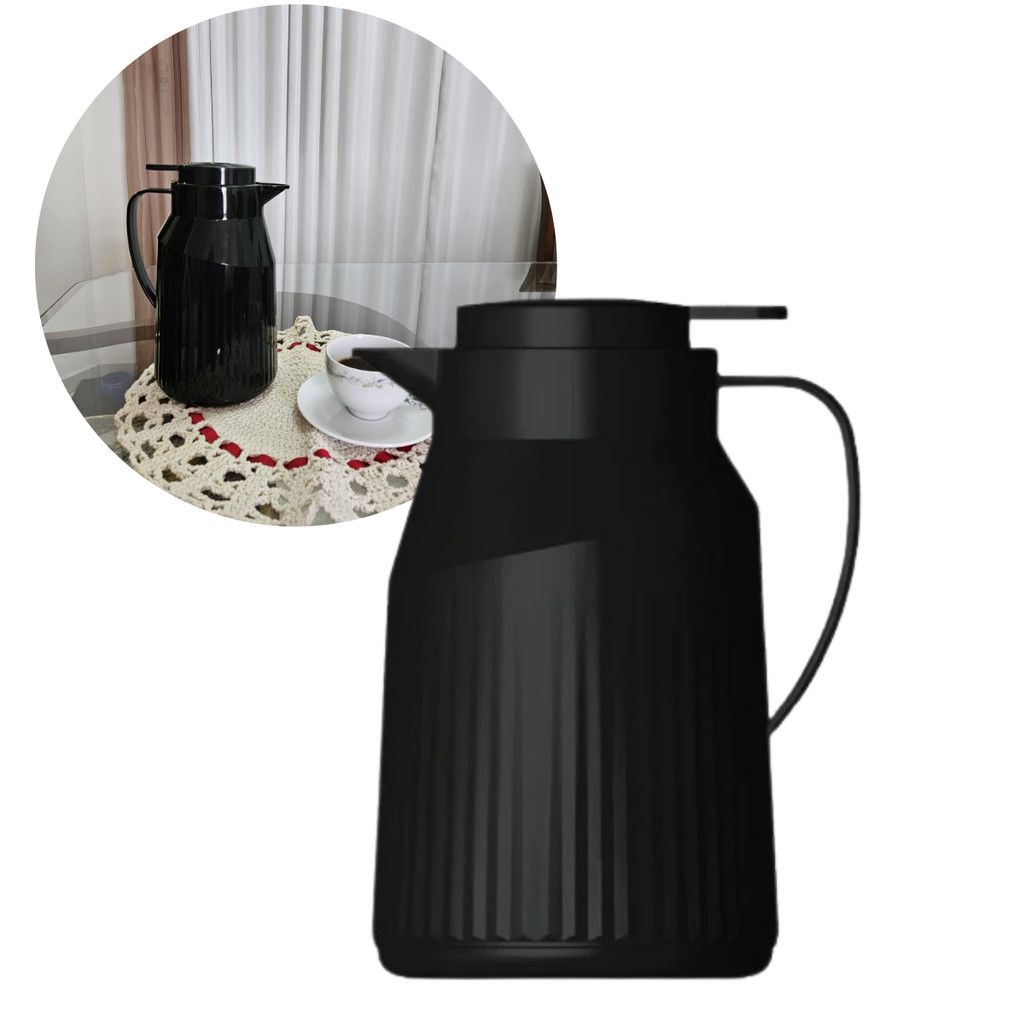 Garrafa Térmica Café Chá 1 Litro de Plástico Preta Unik Living