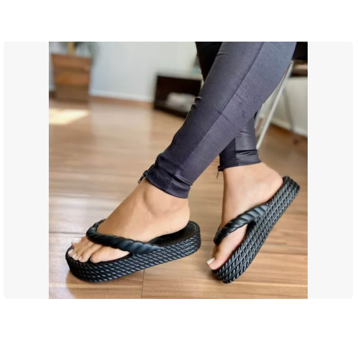 Chinelo Nuvem De Dedo Trança Plataforma Eva Leve Confortável