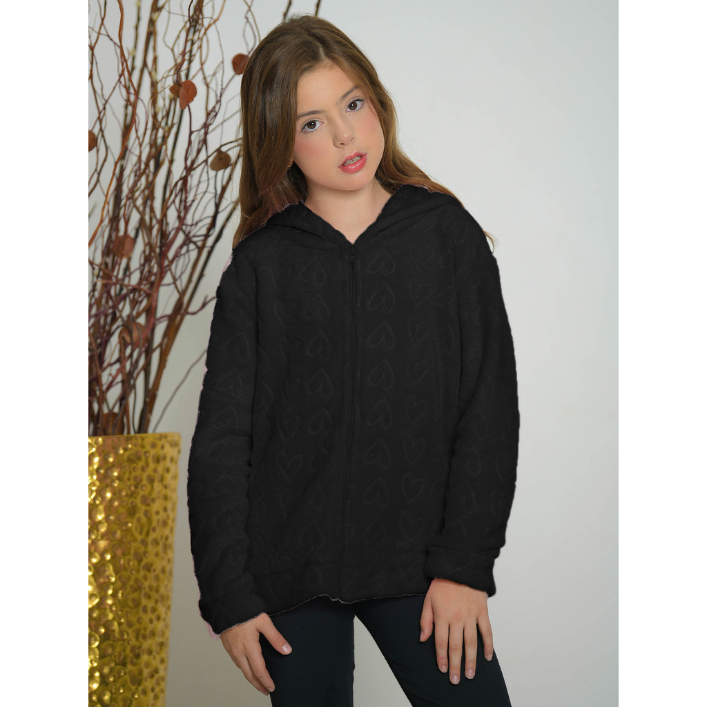Blusa Infantil Juvenil com Capuz em Soft Peluciado – Conforto e Estilo para o Inverno