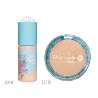 KIT BASE VEGANA CLASSIC + PÓ COMPACTO VEGANO CLASSIC MISS LARY ML-402B/ML-402C em Oferta na Shopee