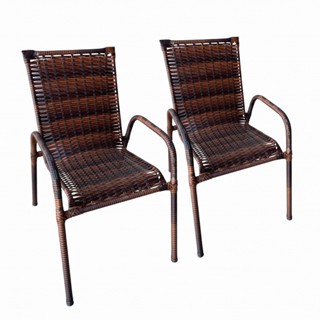 Kit 2 Cadeiras Para Jardim Area Externa Fibra Sintético Junco Alpendre Quintal Varanda Amendoa Preto Chocolate em Oferta na Shopee