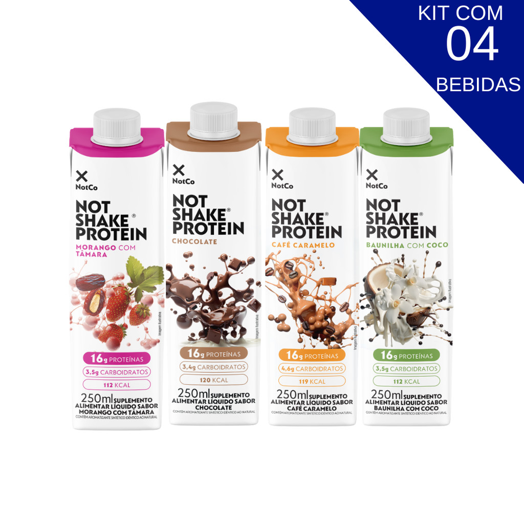 Kit Com 4 Bebiba Notco Notshake Proteín 16g De Proteína Sabores 250ml