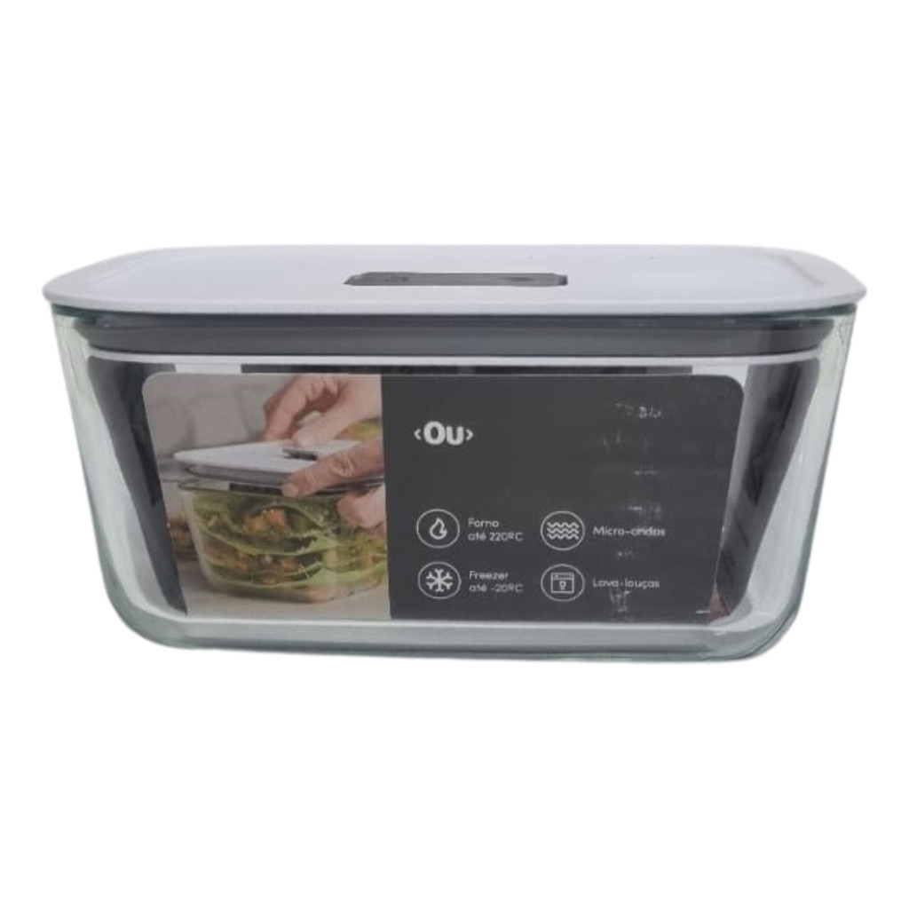 Pote Hermético Vidro Borossilicato Fresh Lock Branco 2,4l Ou Assadeira  Forno-Airfryer-Micro Ondas  hermético